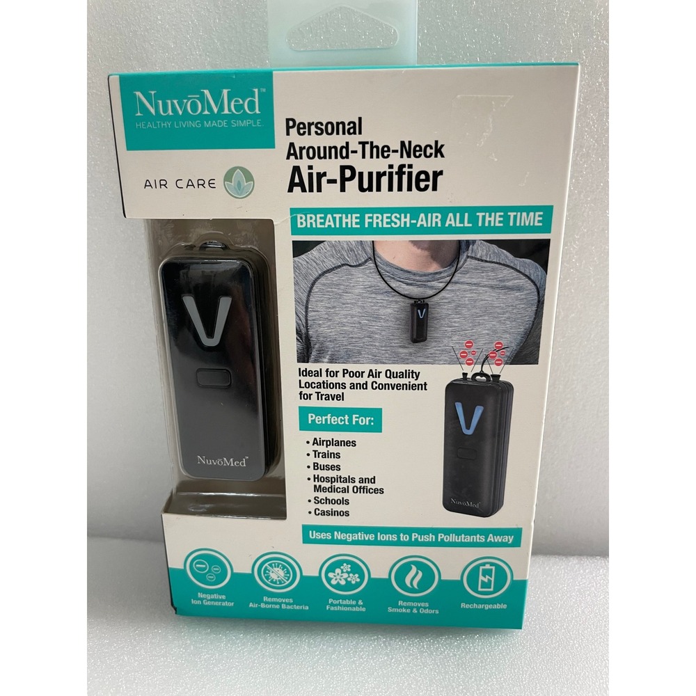 NuvoMed Personal Around-The-Neck Air Purifier NPF-8/0895 Black Rechargeable NEW